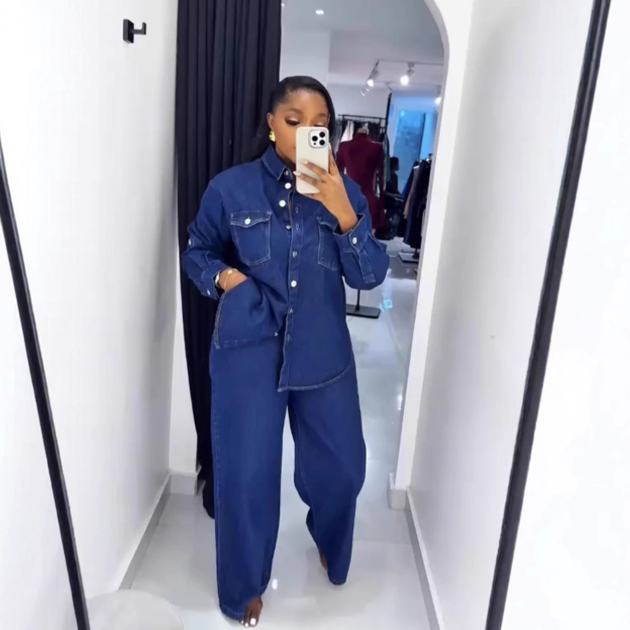 Jeans 2 Piece Sets Women Denim – Down Jacket Packable recenzja i cena
