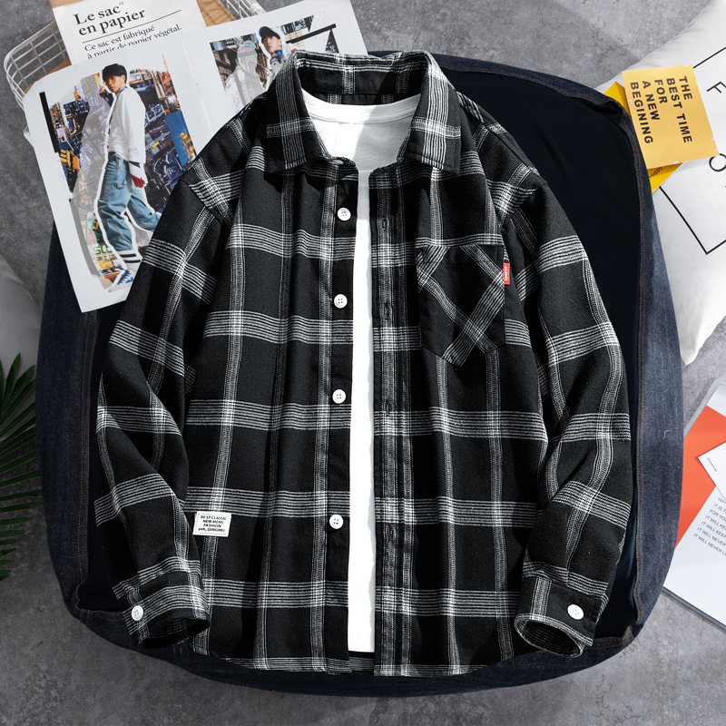 2025 Plaid shirt men's long-sl – Flannel Shirt Lined recenzja i cena