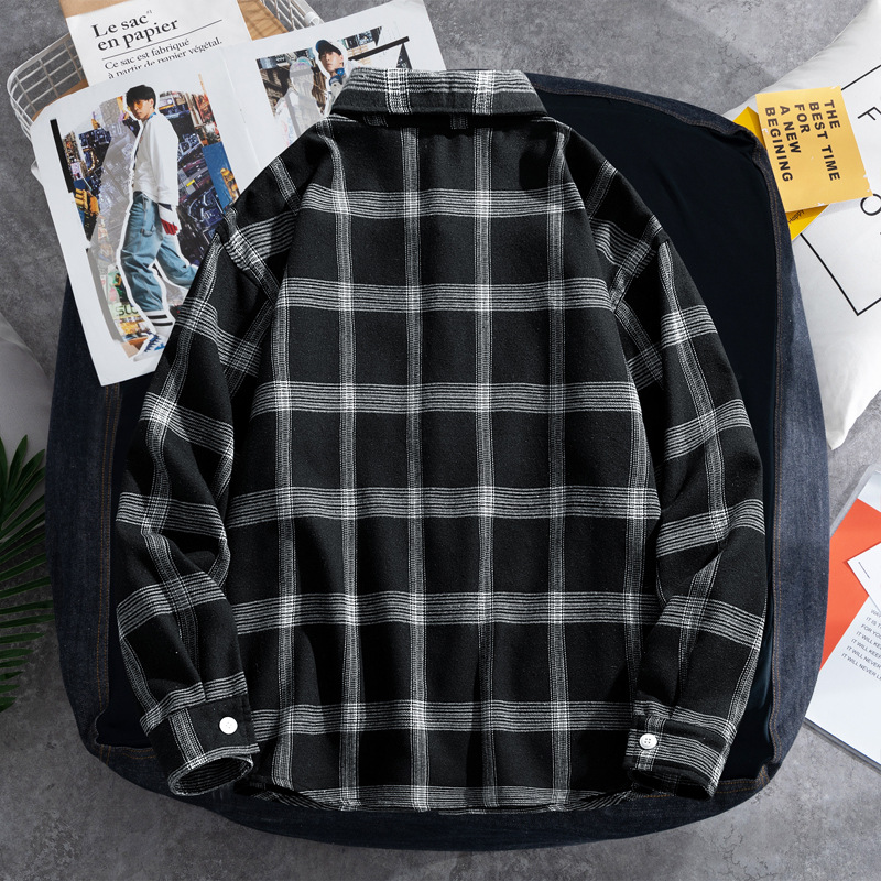 2025 Plaid shirt men's long-sl – Flannel Shirt Lined recenzja i cena