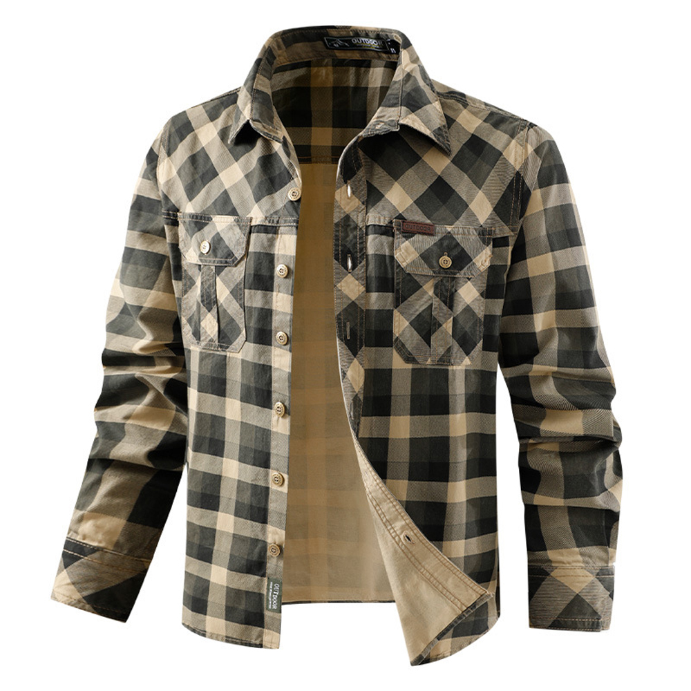 Spring Autumn Men's Cotton Pla – Flannel Shirt Lined recenzja i cena